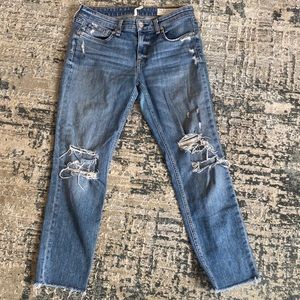 Rag & Bone Distressed Raw Hem Skinny Jeans La Paz Size 26